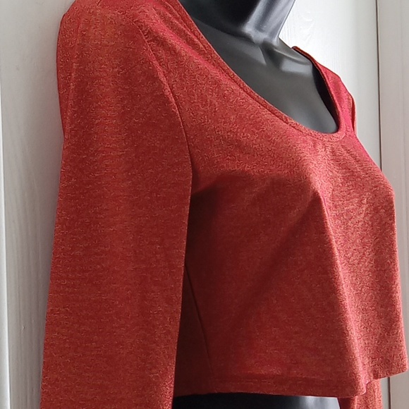 Derek Heart | Orange Red Metallic Crop Top - Picture 5 of 8